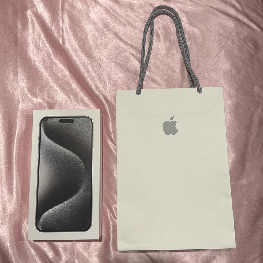 iPhone 15 pro max box and bag